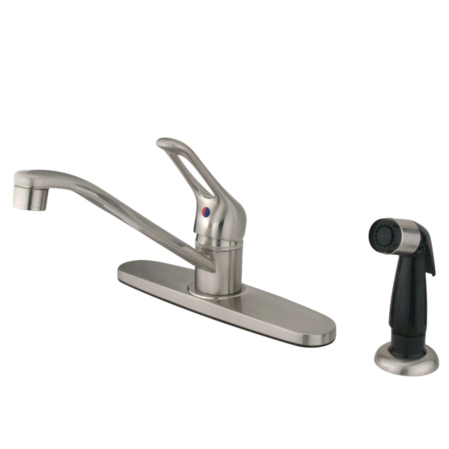 Kingston FB562SN Wyndham One-Handle 4-Hole 8" Centerset Kitchen Faucet with Side Sprayer in Brushed Nickel