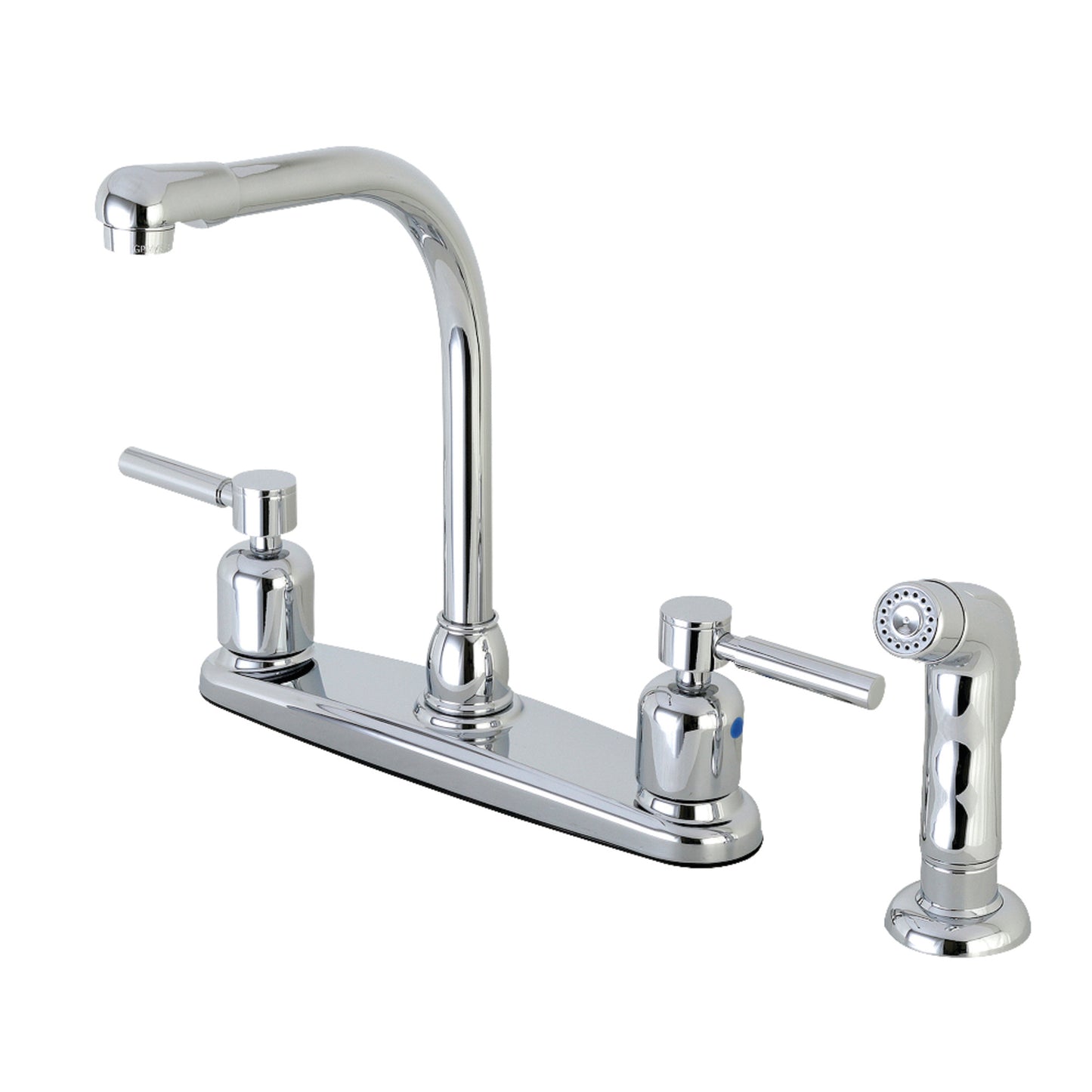 Kingston FB751DLSP Concord Two-Handle 4-Hole 8" Centerset Kitchen Faucet with Side Sprayer in Polished Chrome