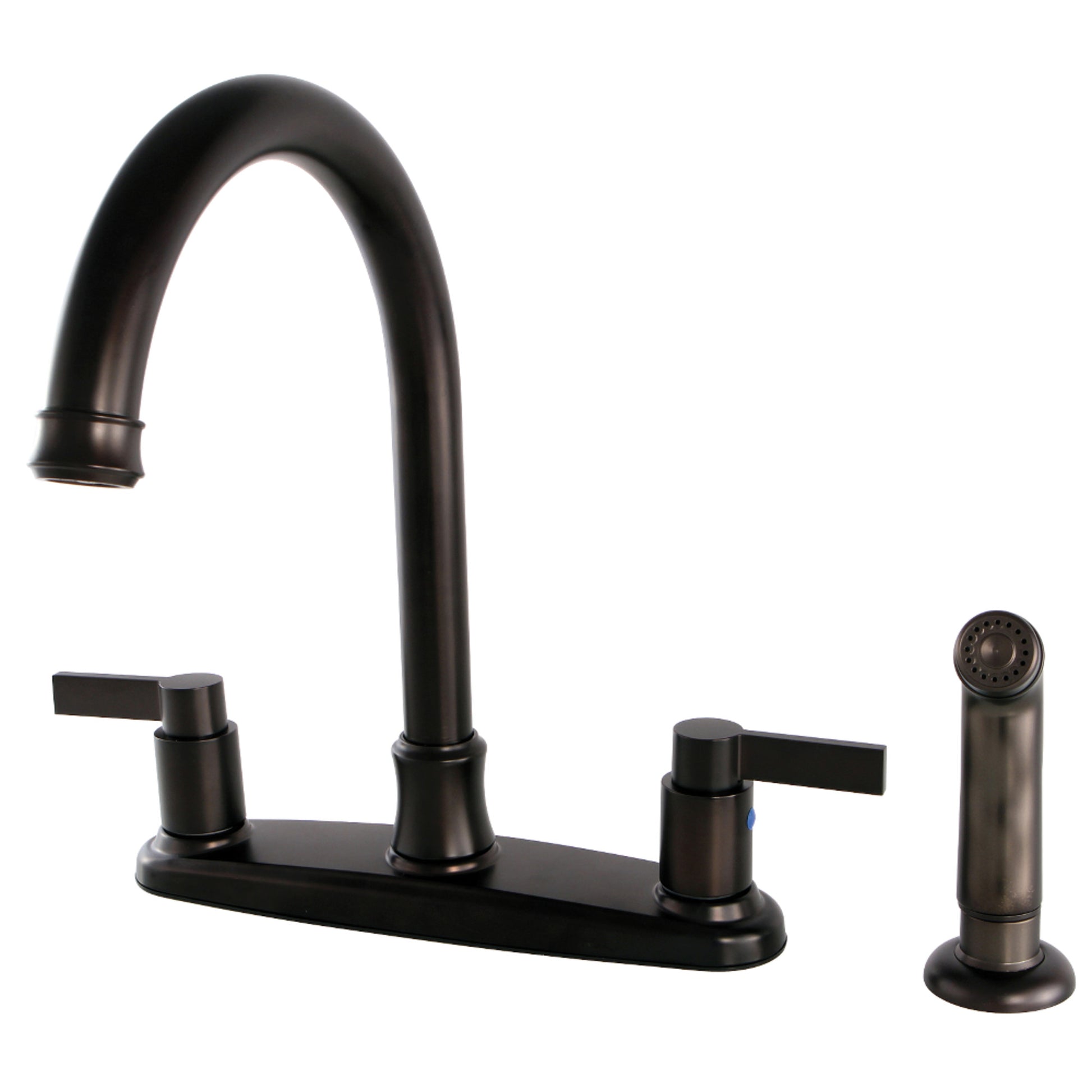 Kingston FB7795NDLSP NuvoFusion Two-Handle 4-Hole 8" Centerset Kitchen Faucet with Side Sprayer in Oil Rubbed Bronze