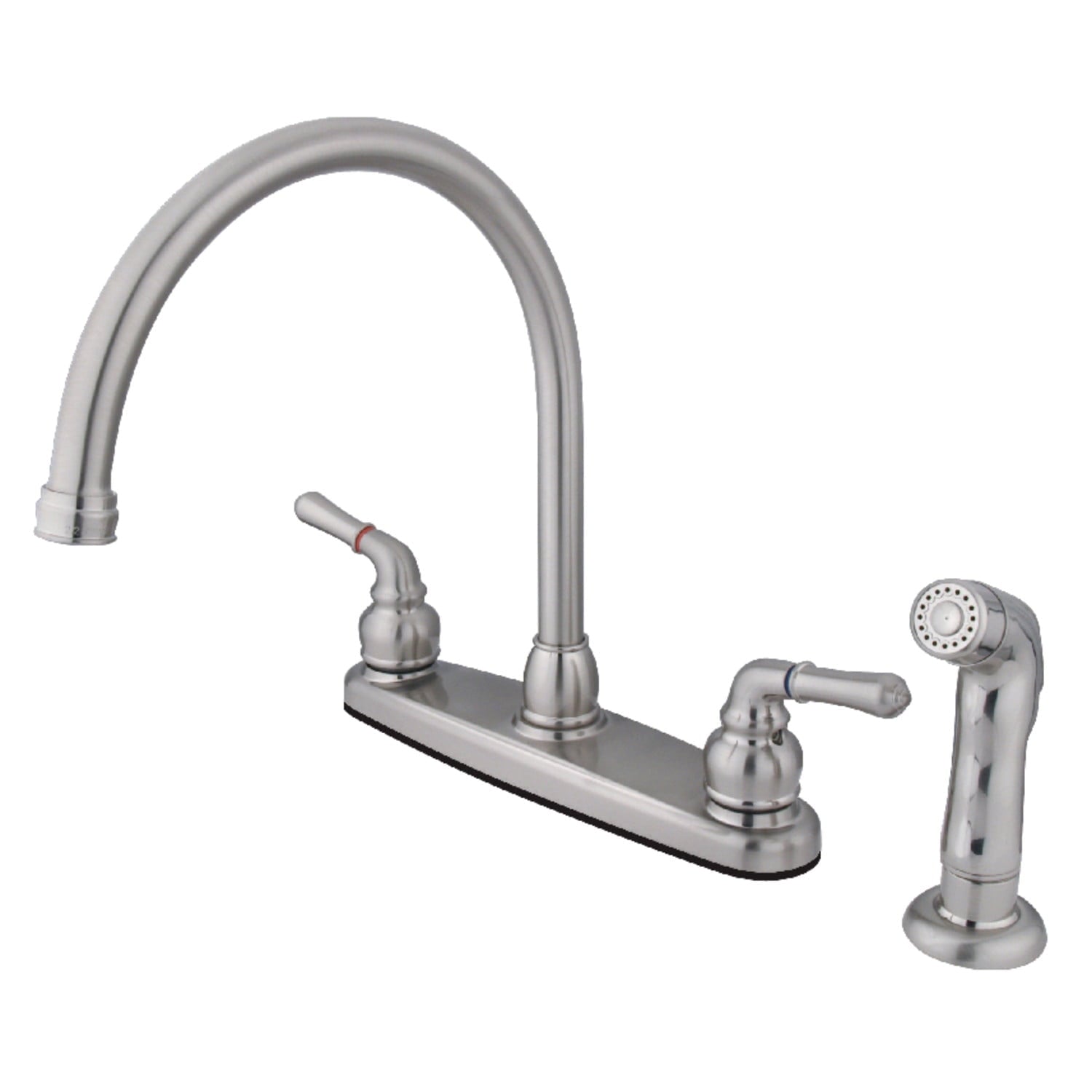 Kingston Brass FB798SP Magellan 8" Centerset Kitchen Faucet with Sprayer, Brushed Nickel