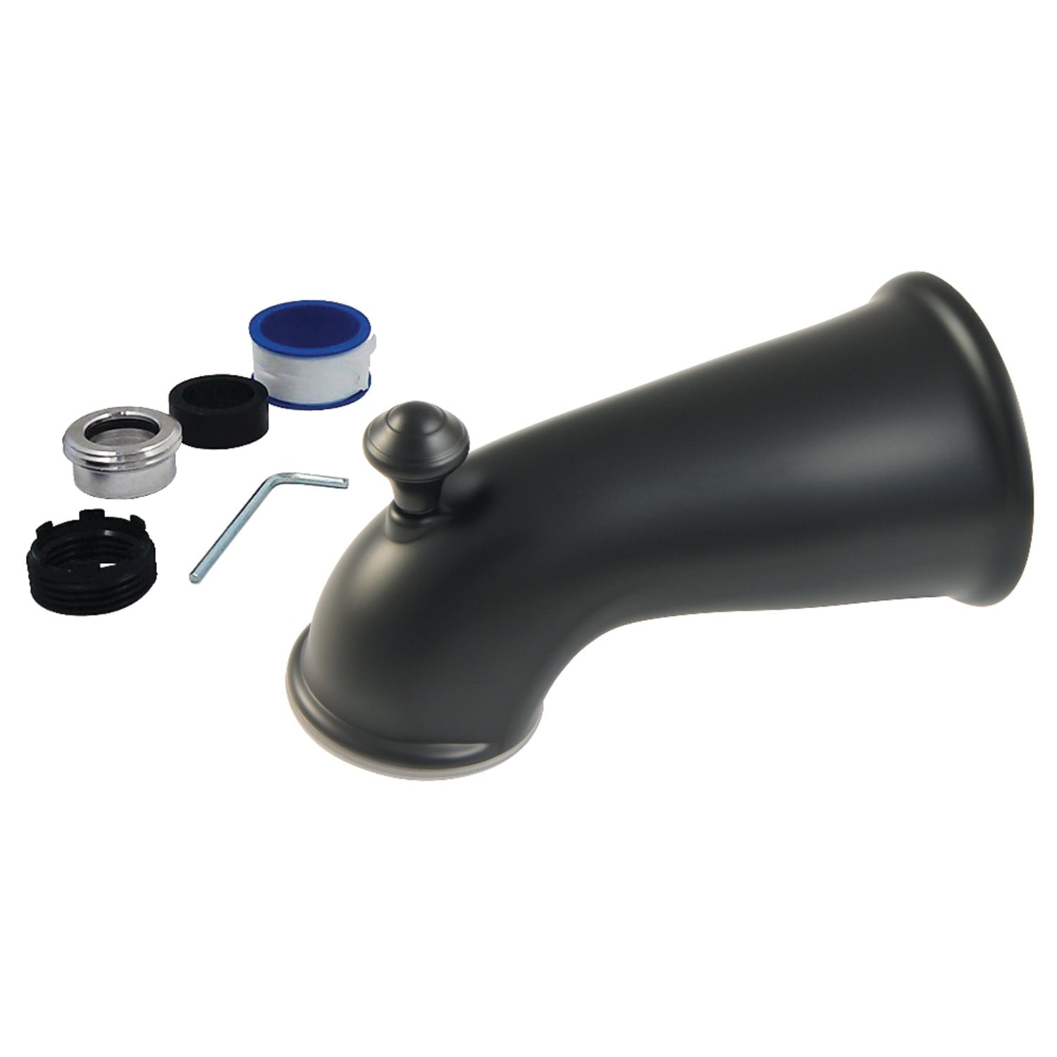 Kingston Brass K1275A0 6 in. Universal Tub Spout with Diverter, Matte Black