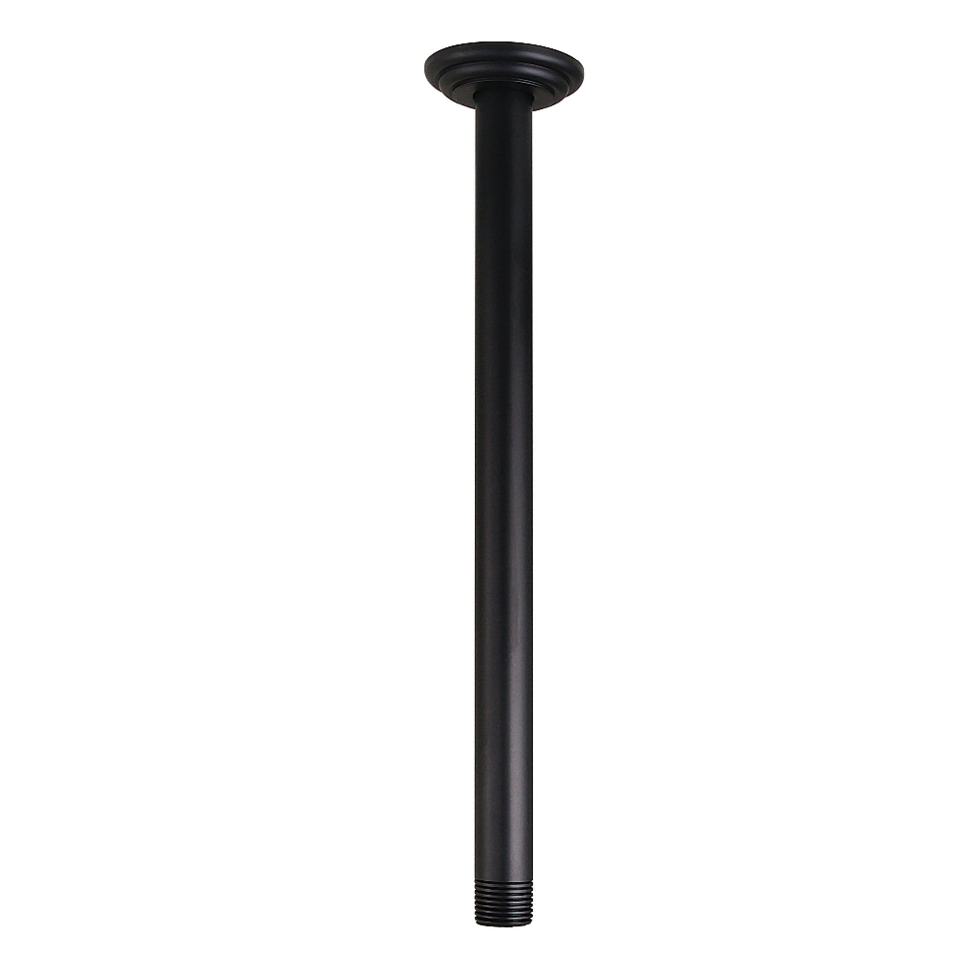 Kingston Brass K211C0 Brazo de Ducha de Montaje en Techo Tipo Gota de Lluvia de 12" con Brida Redonda, Negro Mate