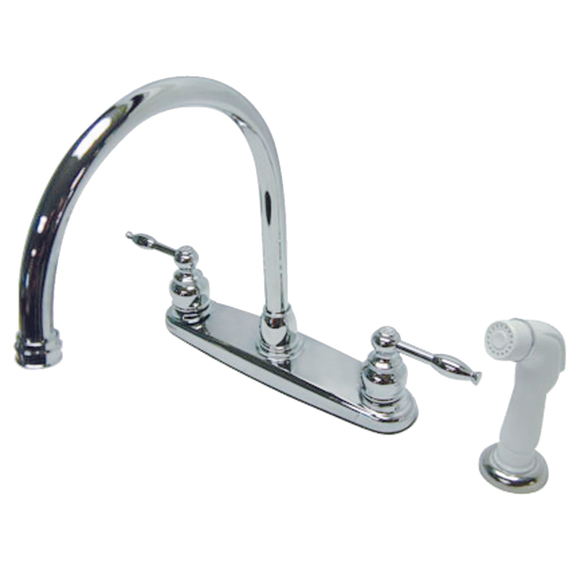 Kingston KB2791KL Knight Two-Handle 4-Hole 8" Centerset Kitchen Faucet with Side Sprayer in Polished Chrome
