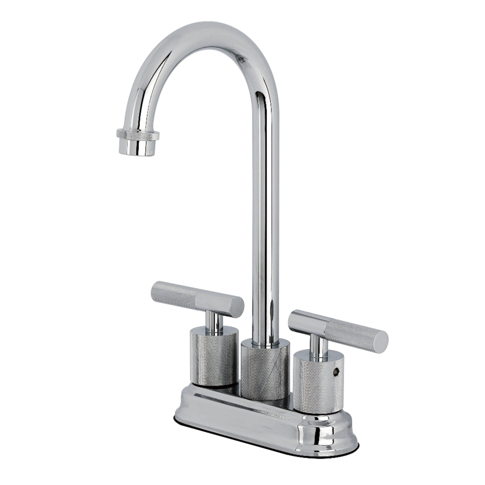 Kingston Brass KB5491KNL Convergent Double-Handle 4" Centerset Bar Faucet with Knurled Handle, Polished Chrome