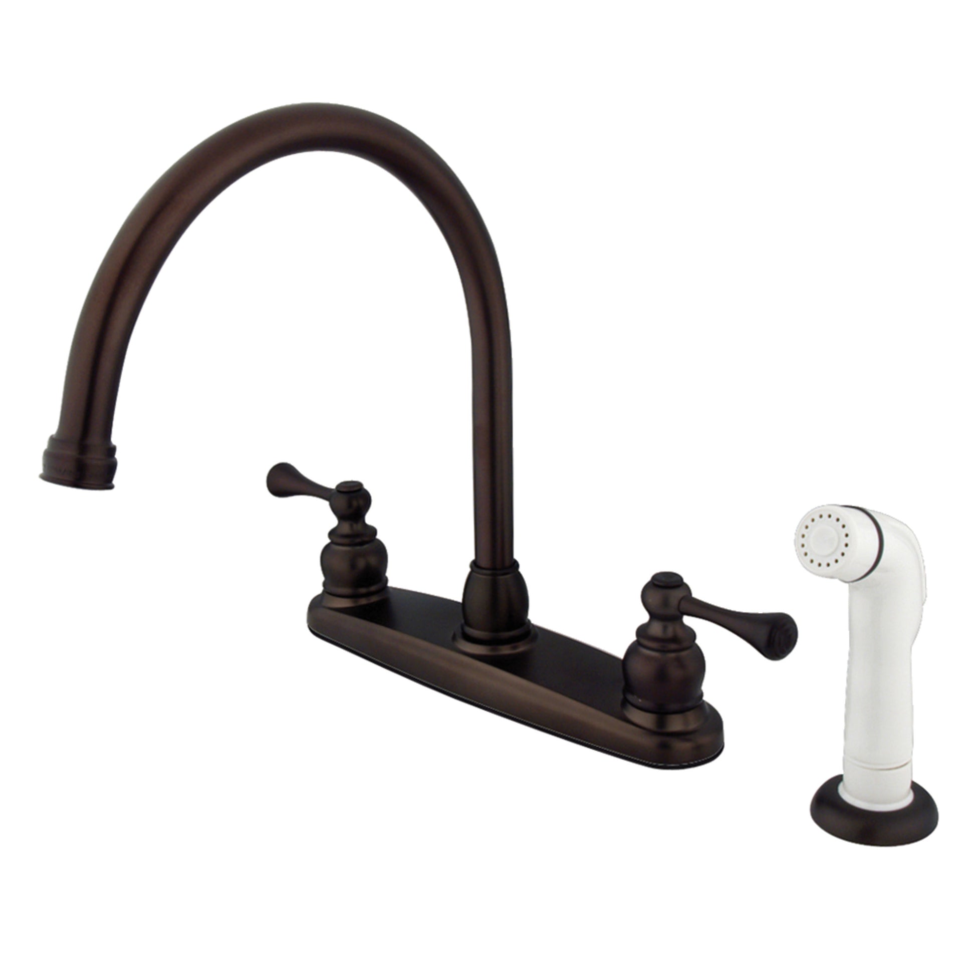 Kingston KB725BL Vintage Two-Handle 4-Hole 8" Centerset Kitchen Faucet with Side Sprayer in Oil Rubbed Bronze