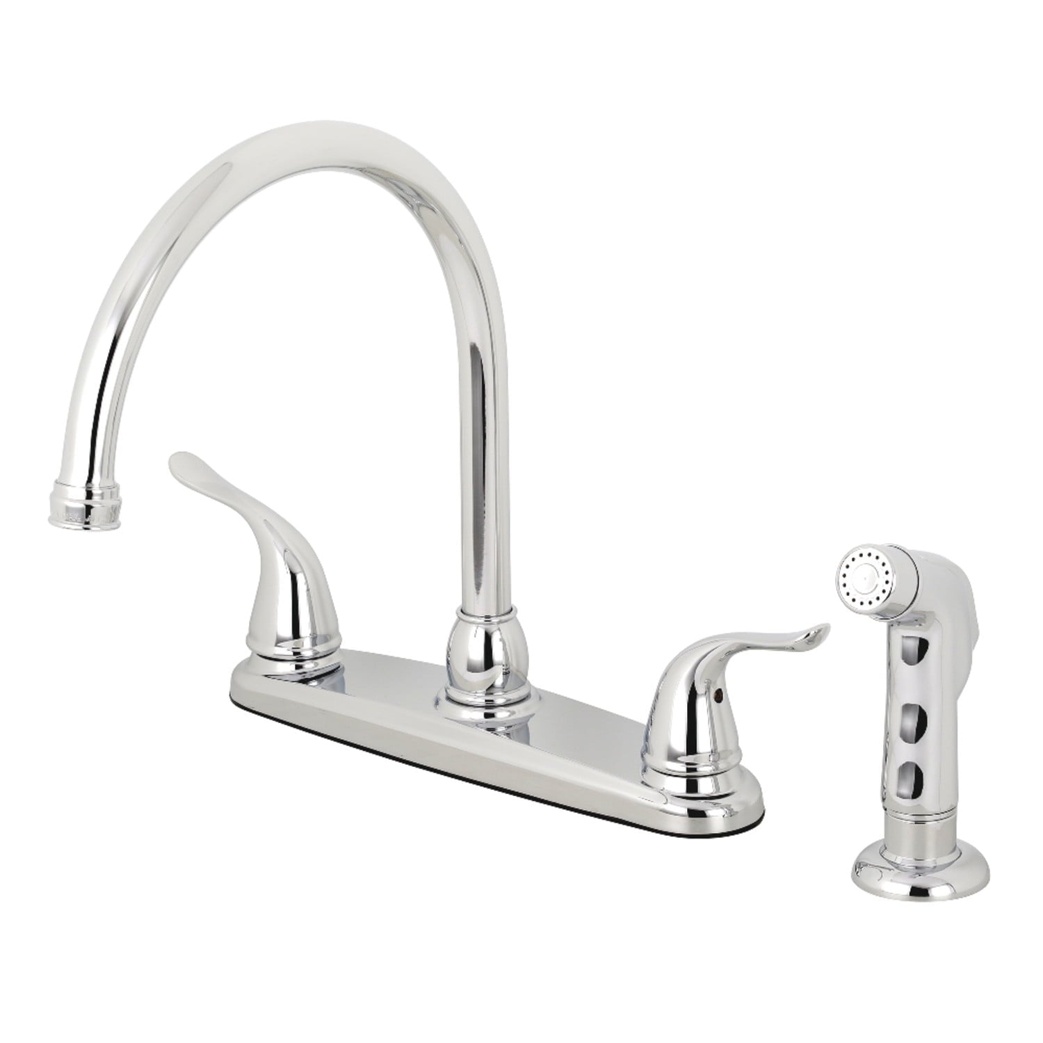 Kingston Brass KB791YLSP 8" Centerset Kitchen Faucet with Sprayer, Polished Chrome
