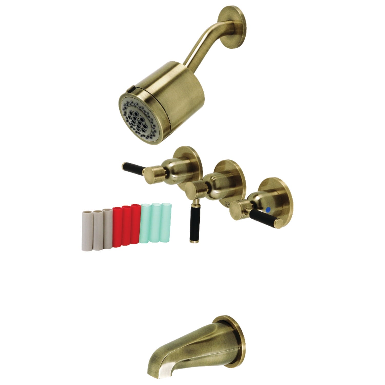Kingston Brass KBX8130DKL Kaiser Grifo de BaÃ±era y Ducha de Tres Manijas, Negro Mate