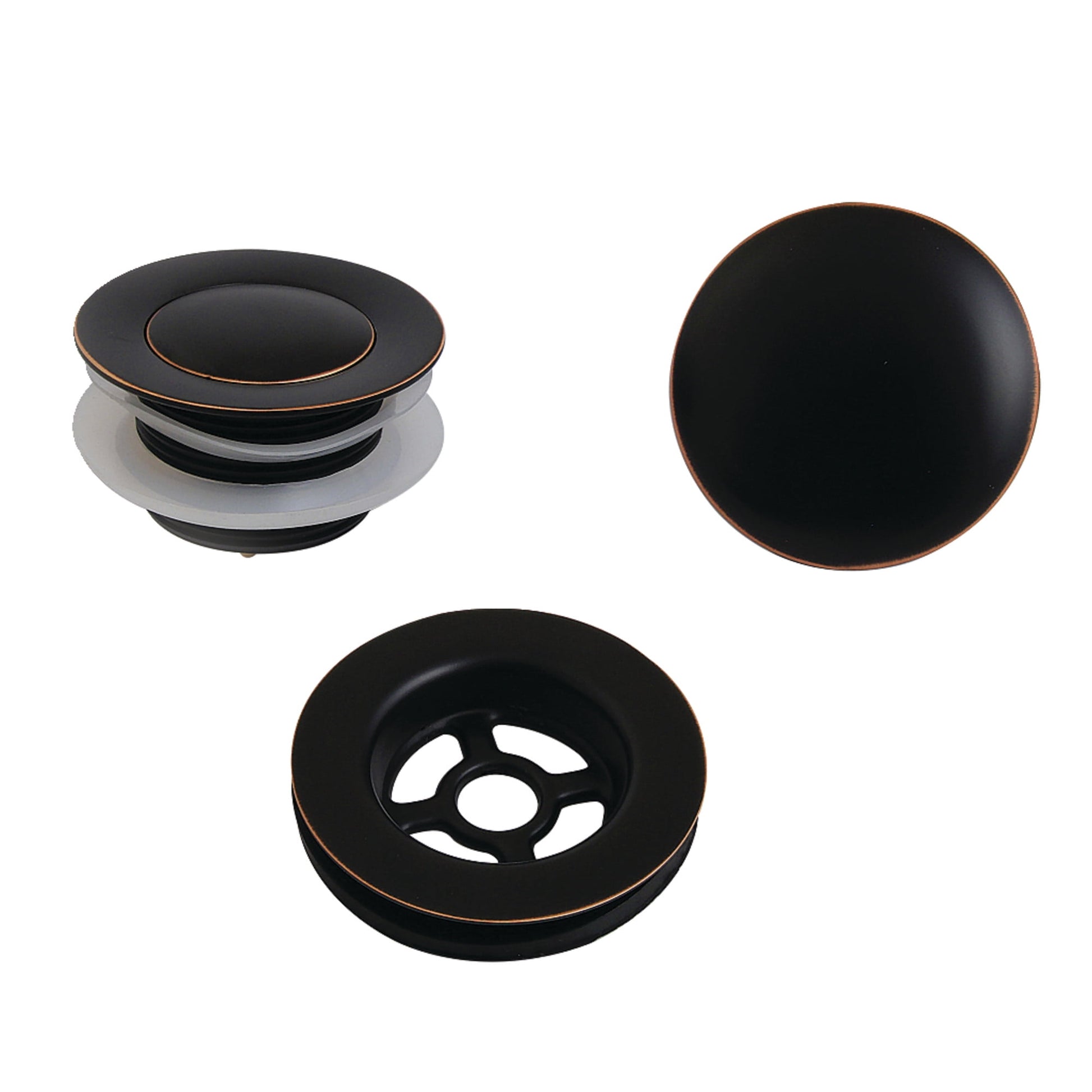 Kingston Brass VTDETRIMNB Trimscape Toe Touch Tub Drain Trim Kit with Overflow Plate, Naples Bronze
