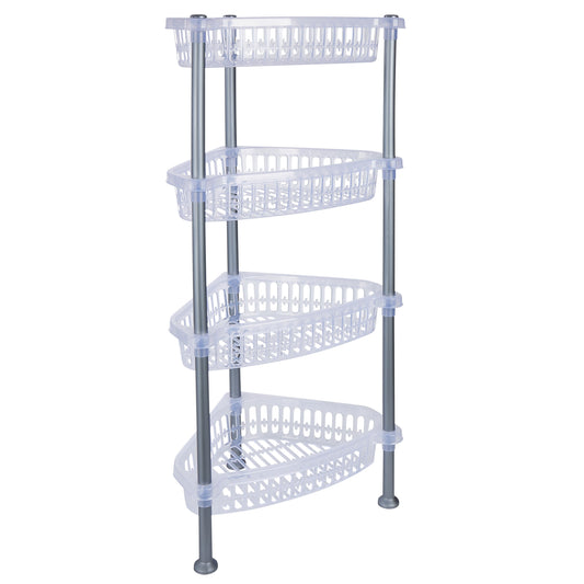 Kitchen Details 4 Tier Corner Basket Shelf in Clear