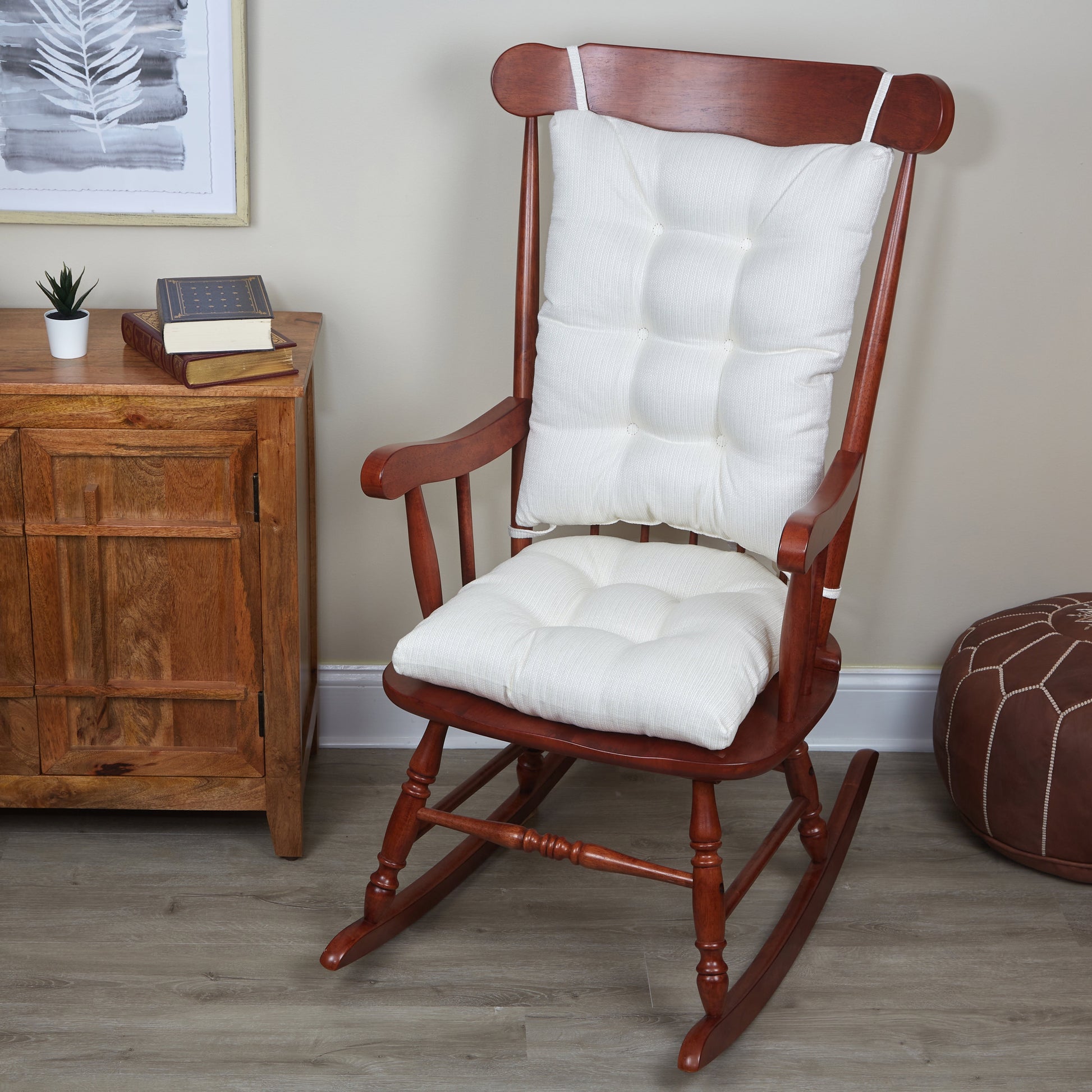 Klear Vu Gripper Non-Slip Omega 2-Piece Rocking Chair Cushion Set, Ivory