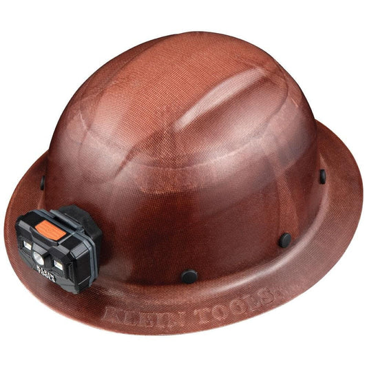 Klein Tools 60447 Hard Hat, Full Brim Class G KONSTRUCT with Rechargeable Headlamp, Brown
