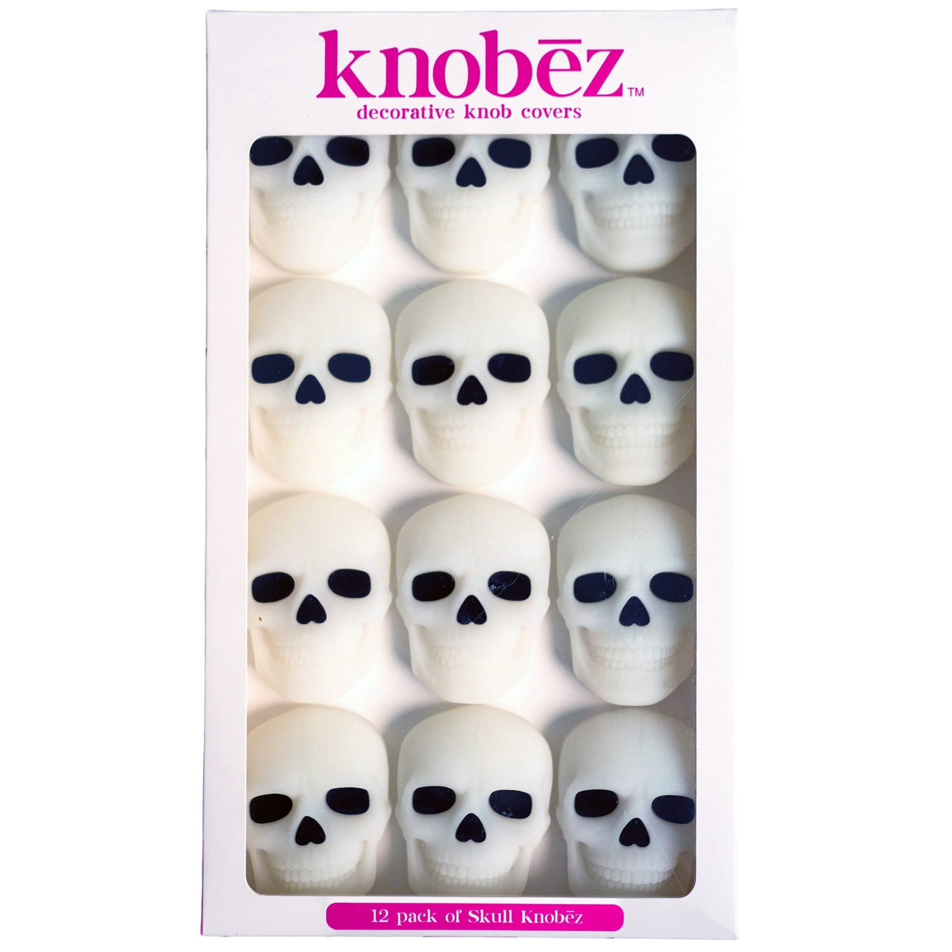 KnobÄ“z: Decorative Cabinet Knob Covers - Skull - 12pk - Stretch Over Hardware Decorations, Spooky-Halloween-Fall-Seasonal, Kitchen-Bathroom-Dressers