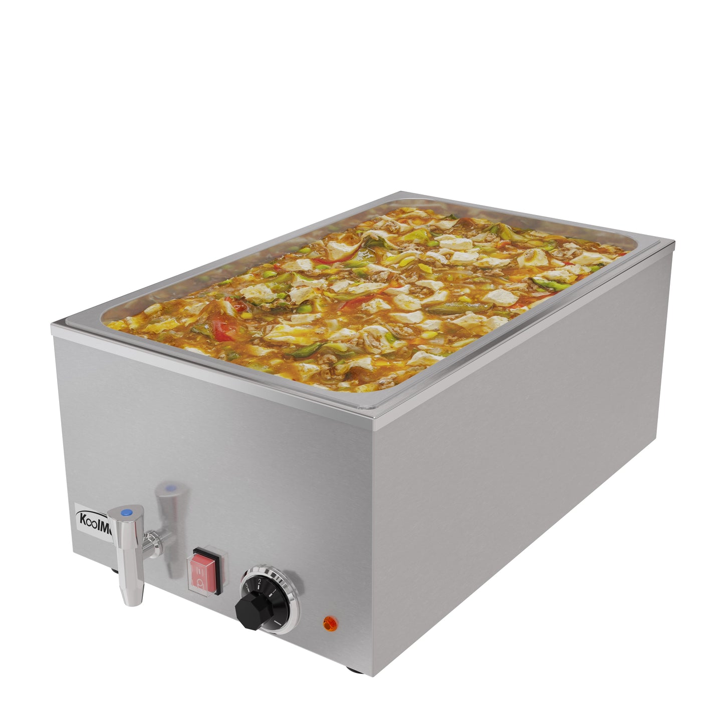 KoolMore 21 Qt. Stainless Steel Countertop Food Warmer with Faucet, Soup Station and Buffet Table with One Serving Section