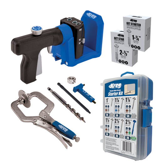 Kreg Pocket-Hole Jig 520PRO - Woodworking Tool - Easy Clamping & Adjusting - 360° Rotating Handle - 260 Screws - For Materials 1/2" to 1 1/2" Thick
