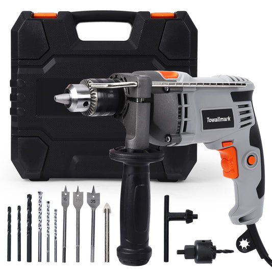 Kselythan Hammer Drill with plastic box, 850W Impact Drill Kit, Heavy Duty Rotary Hammer Drills for Concrete, Power Hammer Drill for Drilling Brick Wall