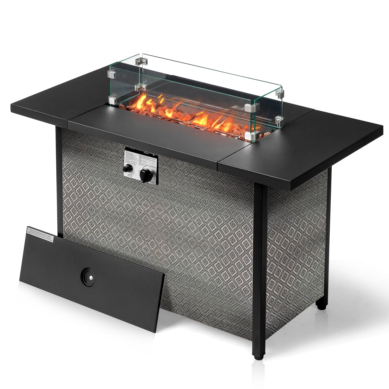 Ktaxon 43 Inch Propane CSA-Listed Outdoor Fire Pit Table, 50,000 BTU Stainless Steel  Fire Pit  for Patio Deck Garden