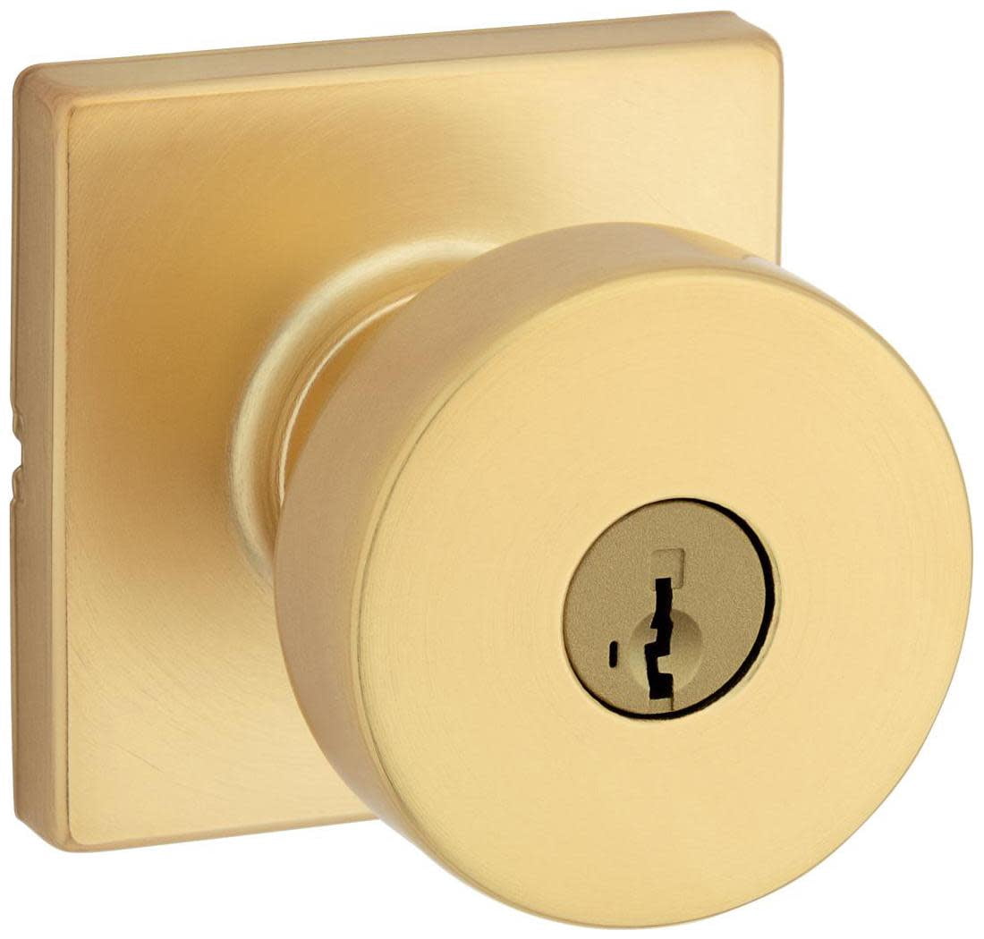 Pismo Square Keyed Entry Knob featuring SmartKey Security in Satin Nickel