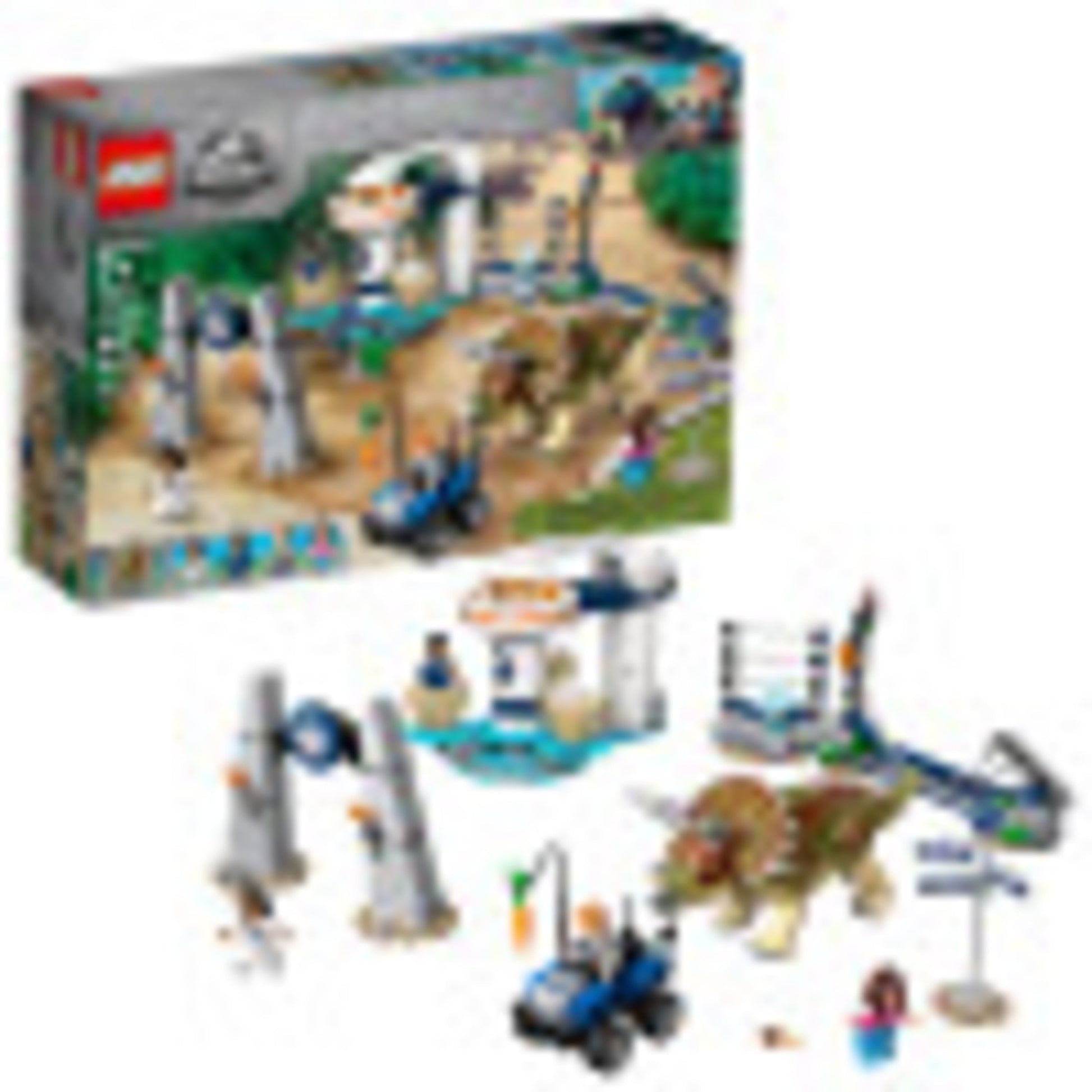 LEGO Jurassic World Triceratops Rampage 75937 ATV Motorcycle Model Dinosaur Figure Building Toy (447 Pieces)
