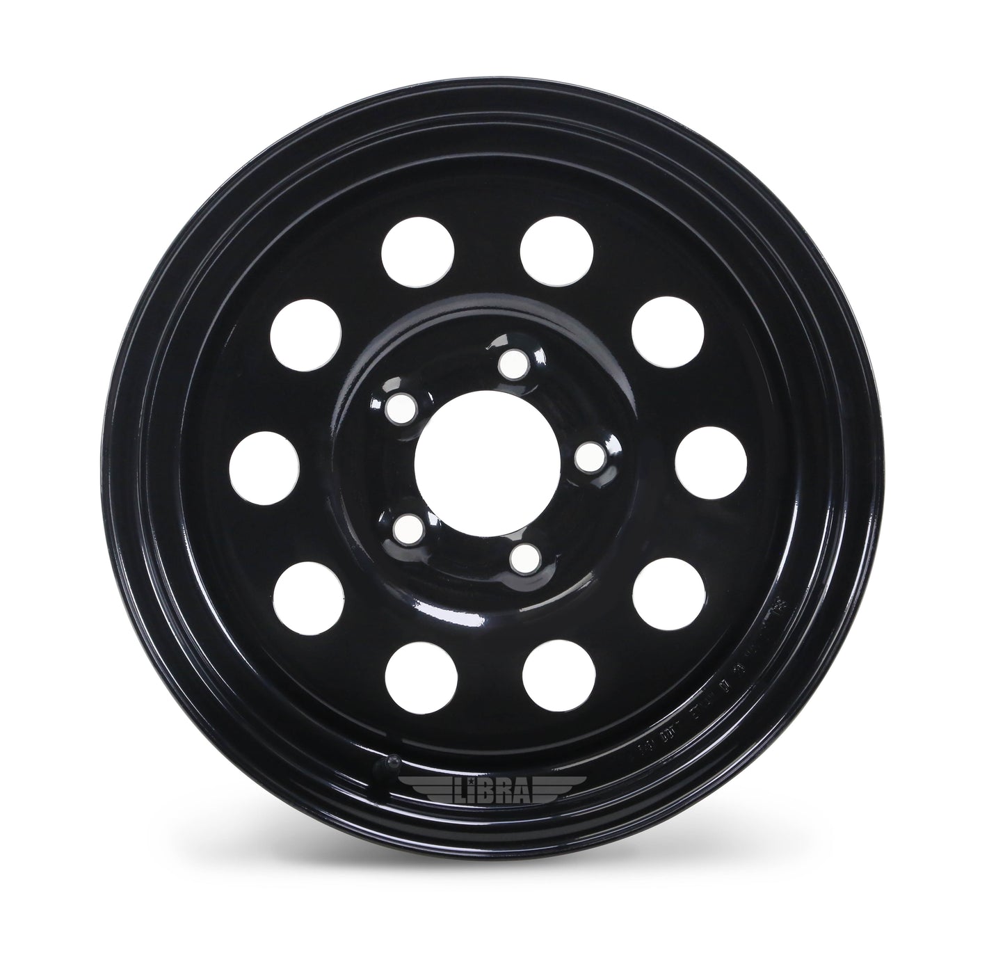 LIBRA 15 x 5 Trailer Wheels 5 Lug on 4.5" Bolt Pattern Black Mod, Set 2-17007