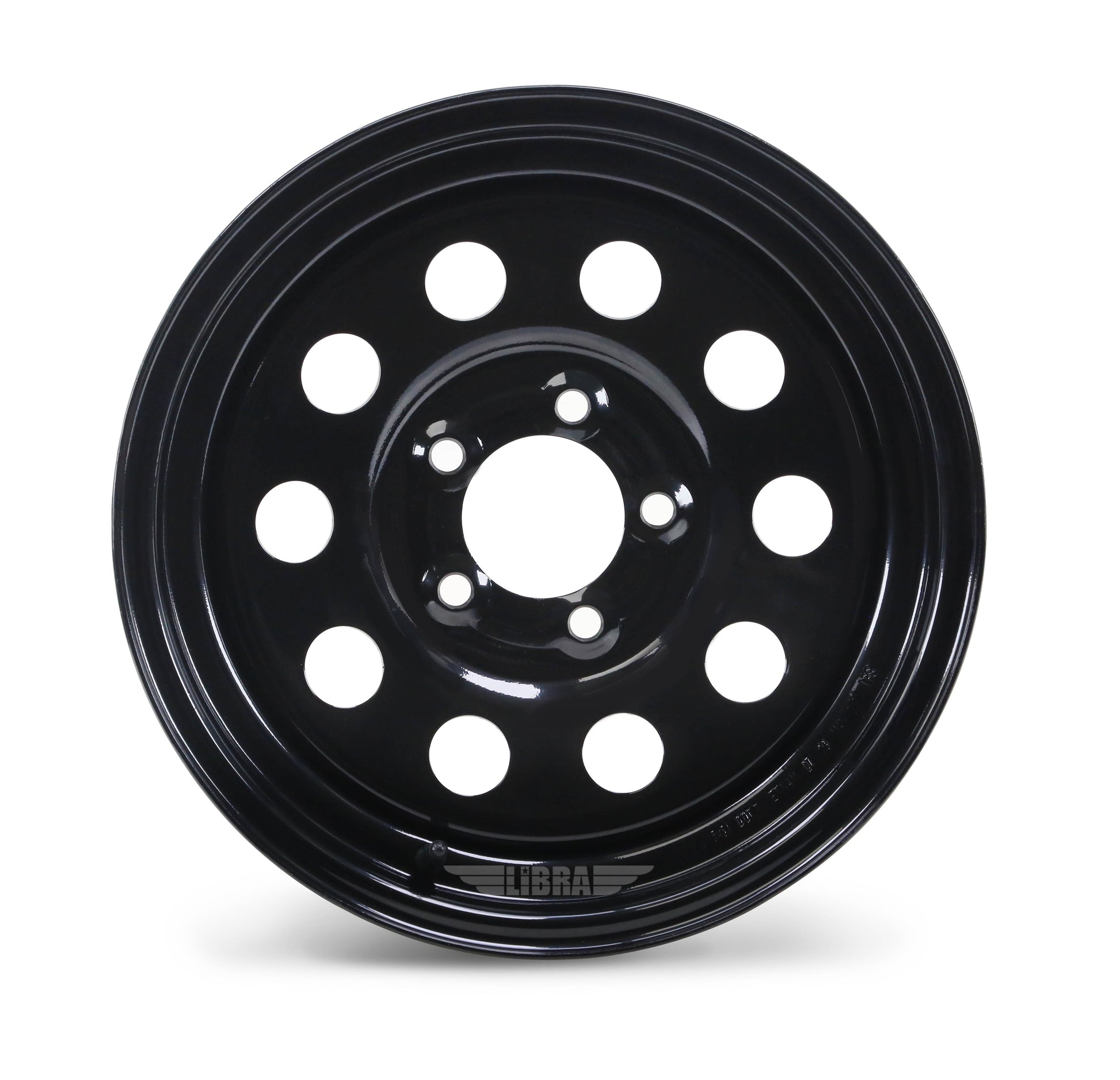 LIBRA 15 x 5 Trailer Wheels 5 Lug on 4.5" Bolt Pattern Black Mod, Set 2-17007