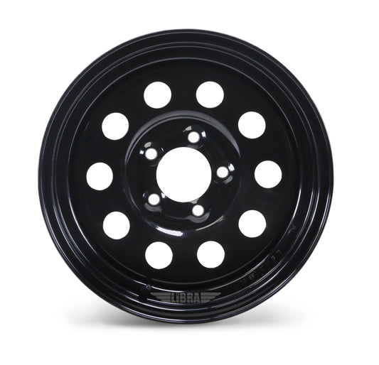 LIBRA 15 x 5 Trailer Wheels 5 Lug on 4.5" Bolt Pattern Black Mod, Set 2-17007