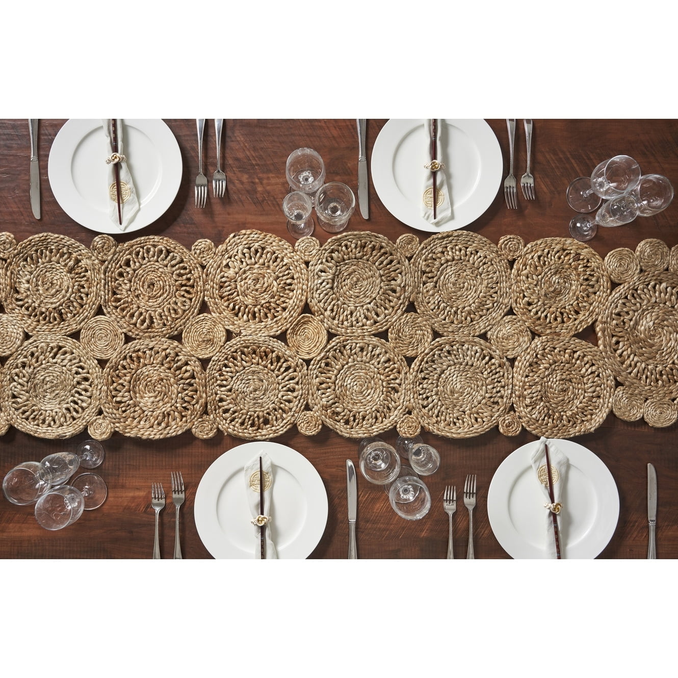 LR Home Hugo Solid Jute Table Runner, Natural 6â€™8â€ Length