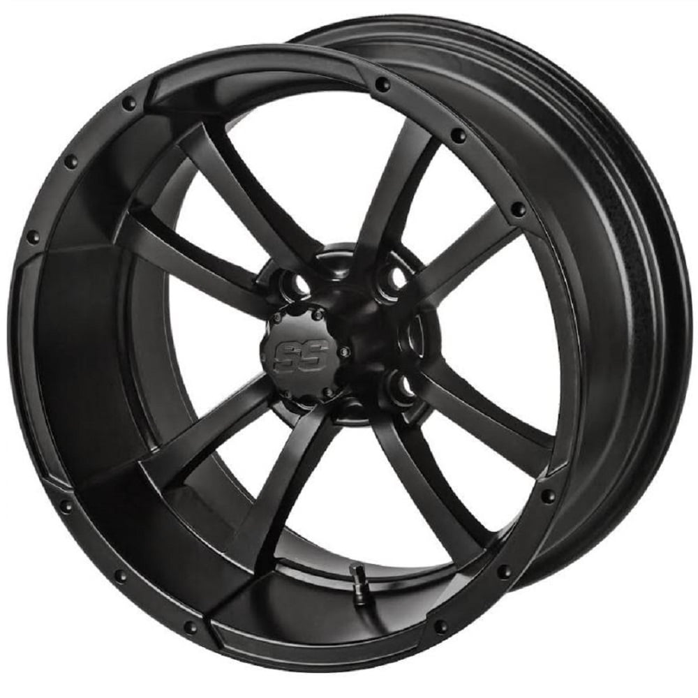 LSI Maltese Cross 15x7 Golf Cart Wheel - Matte Black 3+4 [15072]