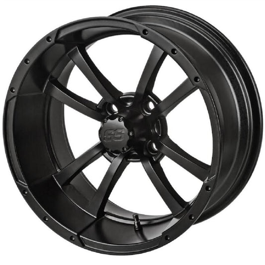 LSI Maltese Cross 15x7 Golf Cart Wheel - Matte Black 3+4 [15072]
