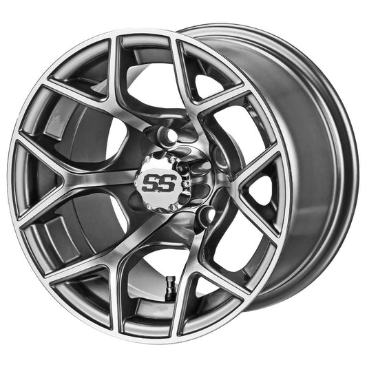 LSI Ninja 14x7 Golf Cart Wheel - Gunmetal/Machined 3+4 [14160]