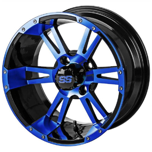 LSI Raptor 14x7 Golf Cart Wheel - Black/Blue 3+4 [14184]