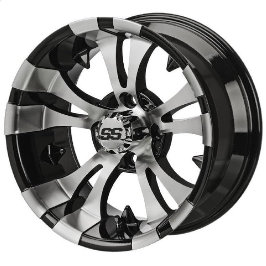LSI Warlock 15x7 Golf Cart Wheel - Black/Machined 3+4 [15121]