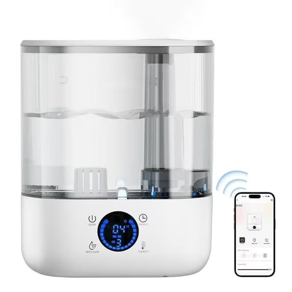 LUCKLIFE Smart Humidifiers for Bedroom,5L Top Fill Cool Mist & 36H Runtime Ultrasonic Humidifier,Quiet 28dB Essential Oil Diffuser for Baby & Plants, White
