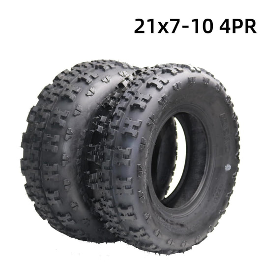 Ladcaser 2 Pack AT21x7-10 4PR ATV Tires, All Terrain ATV UTV Mud Trail Tires, Tubeless, Black
