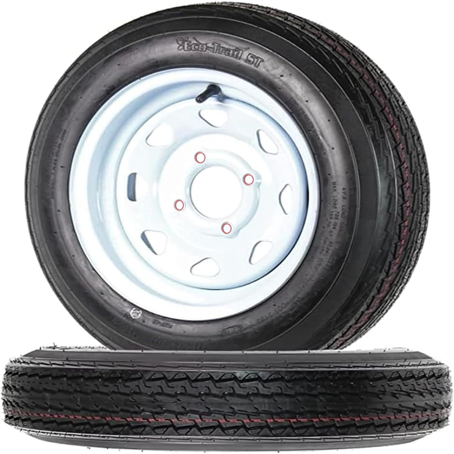 Ladcaser Set of 2 5.30-12 5.30x12 530-12 5.30-12 Trailer Tires with 12" Rims, 4 Lug on 4", Load Range C, 6-Ply PR, 1500lbs Load Capacity, Black