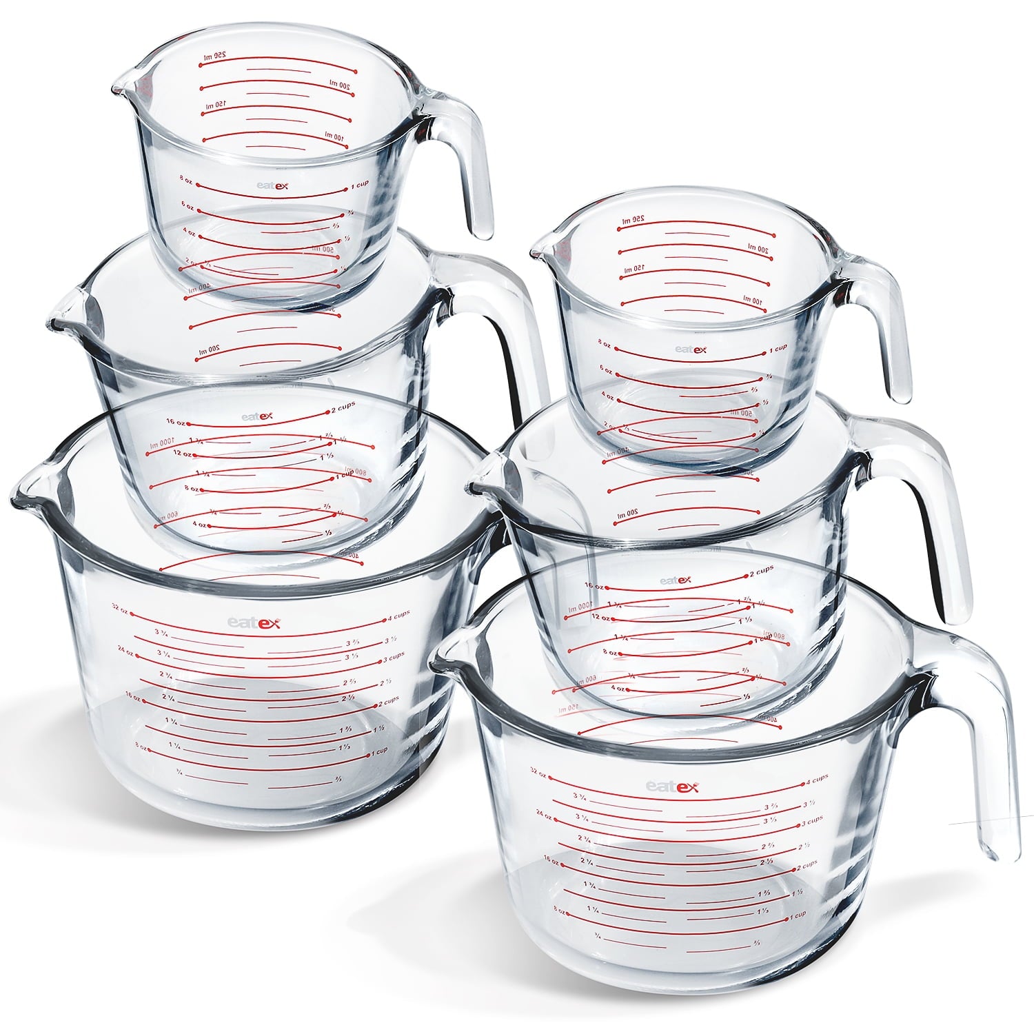 LammaLoe Glass Measuring Cup Set, 3 Piece Borosilicate Measuring Cups for Baking, Dry & Liquid Measuring, Dishwasher Safe