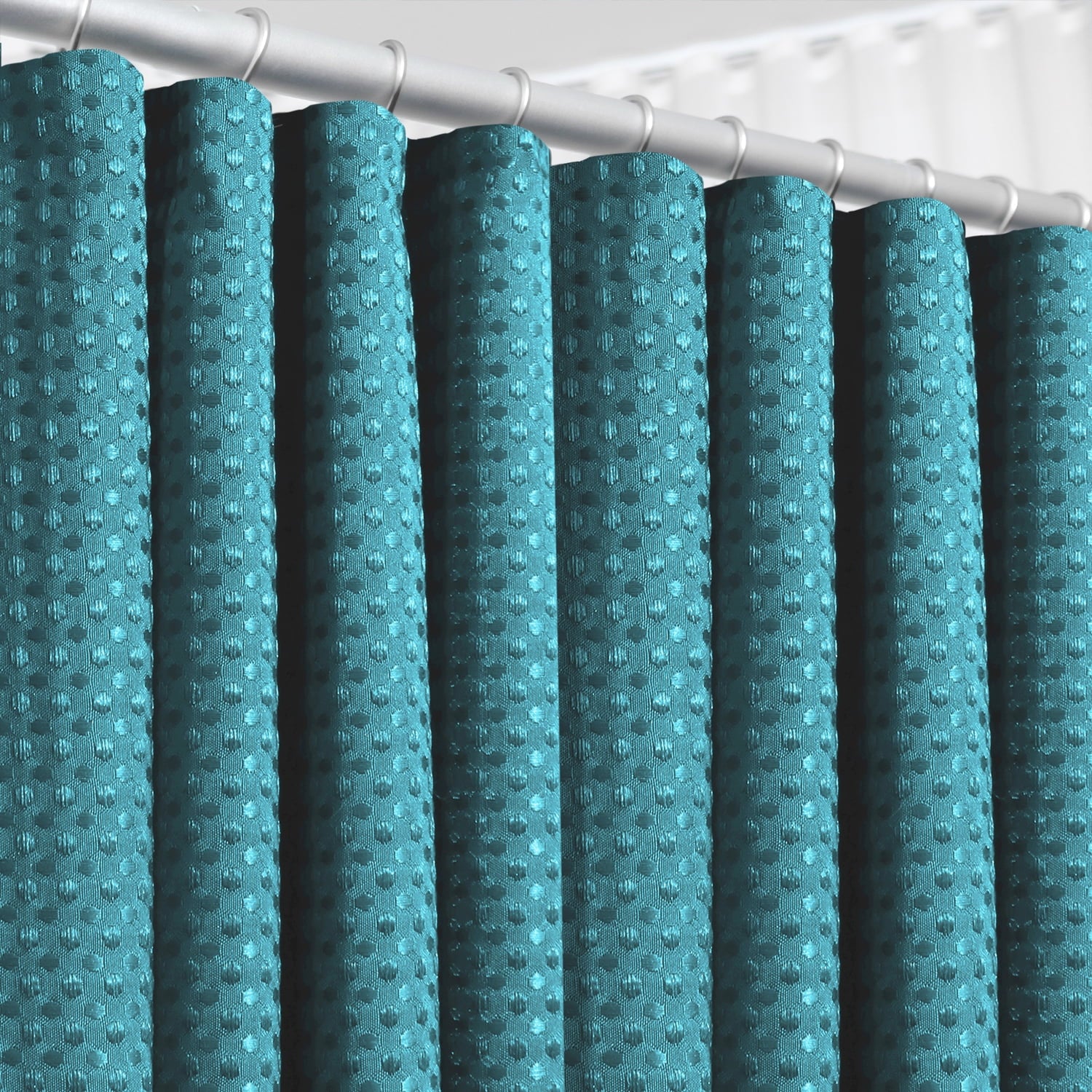 LammaLoe Teal Shower Curtain, Waffle Weave Heavy Duty Fabric Shower Curtain, 72â€ x 72" Hotel Luxury 256 GSM Bathroom Curtains