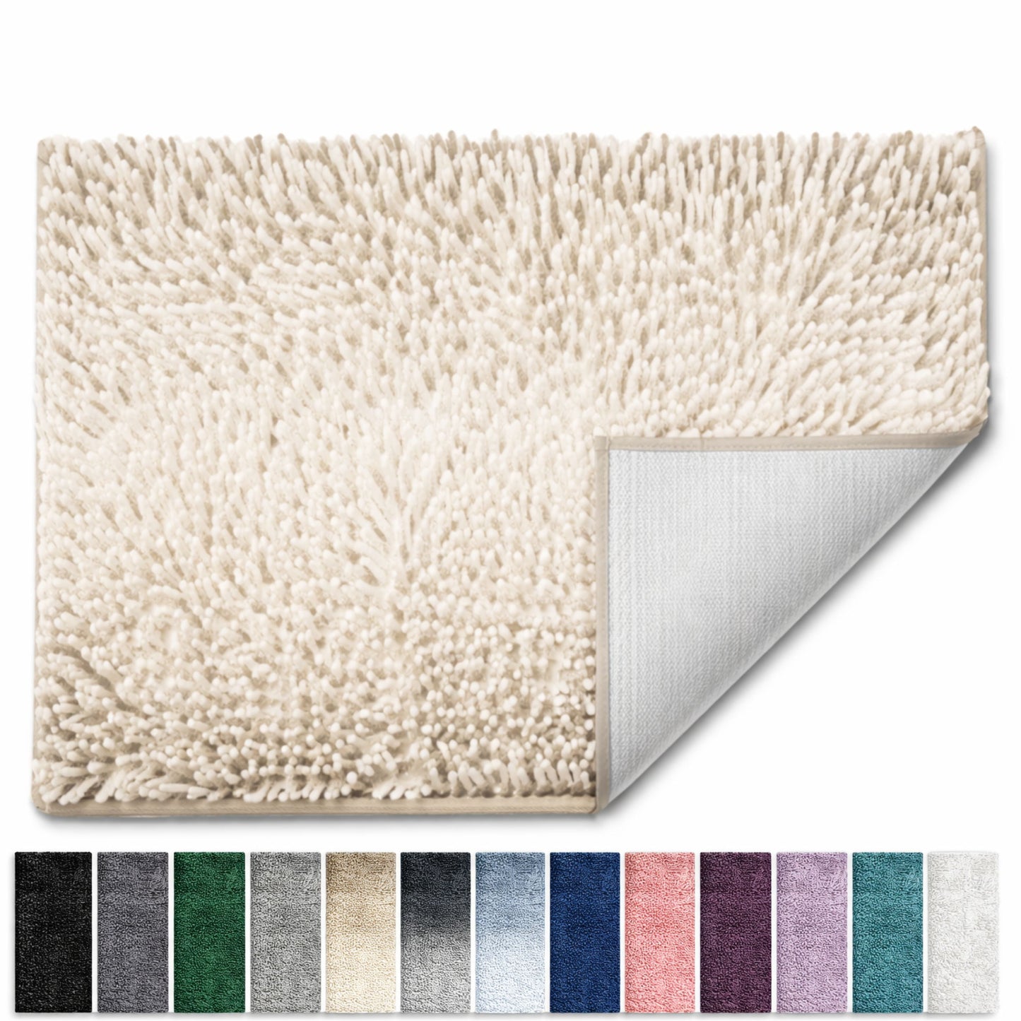 Lammaloe Chenille Bathroom Rugs Non Slip Bath Mat, 24Ã—36 Ultra Absorbent, Bath Mats for Bathroom, Oatmeal Ombre