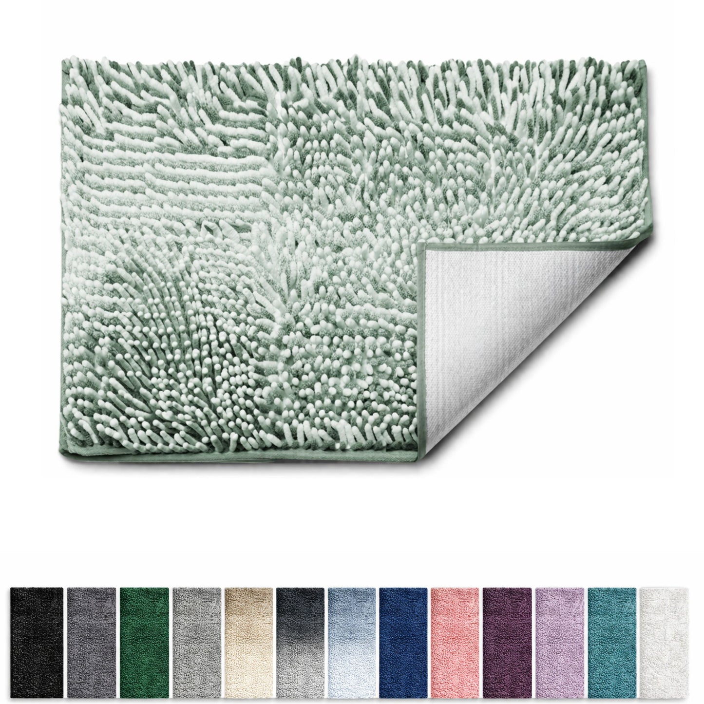 Lammaloe Chenille Bathroom Rugs Non Slip Bath Mat, 26x44 Ultra Absorbent, Bath Mats for Bathroom, Ombre Green