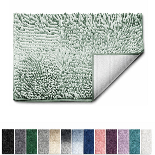 Lammaloe Chenille Bathroom Rugs Non Slip Bath Mat, 26x44 Ultra Absorbent, Bath Mats for Bathroom, Ombre Green