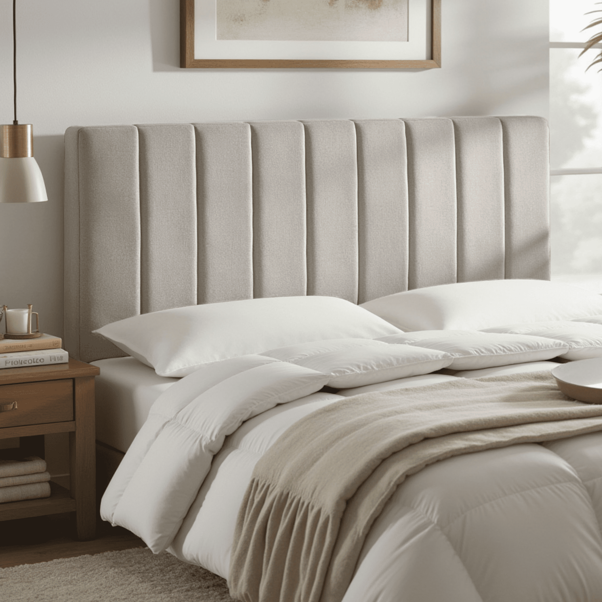 Lammlaoe Full Size Headboard, Upholstered Wall Mounted, Peel and Stick Installation, Sound Reducing 3D Panel Design, Easy Assembly, Silver