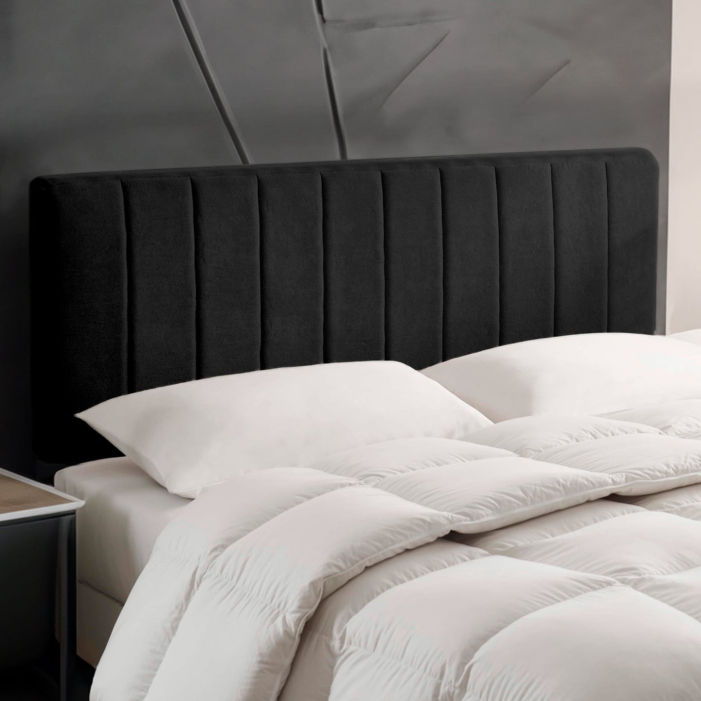 Lammlaoe King Headboard Only, Upholstered Wall Mounted, Peel and Stick Installation, Sound Reducing 3D Panel Design, Easy Assembly, Black