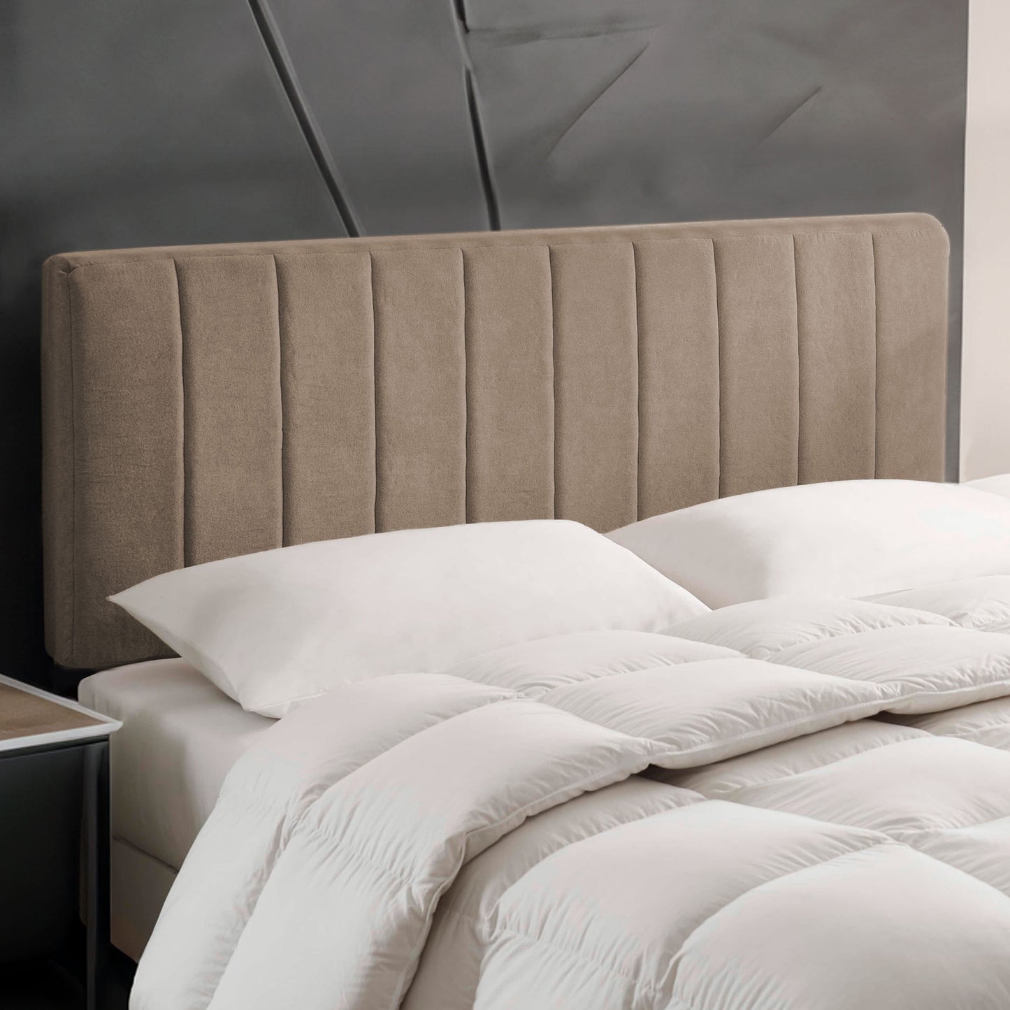 Lammlaoe Queen Headboard, Upholstered Wall Mounted, Peel and Stick Installation, Sound Reducing 3D Panel Design, Easy Assembly, Mocha