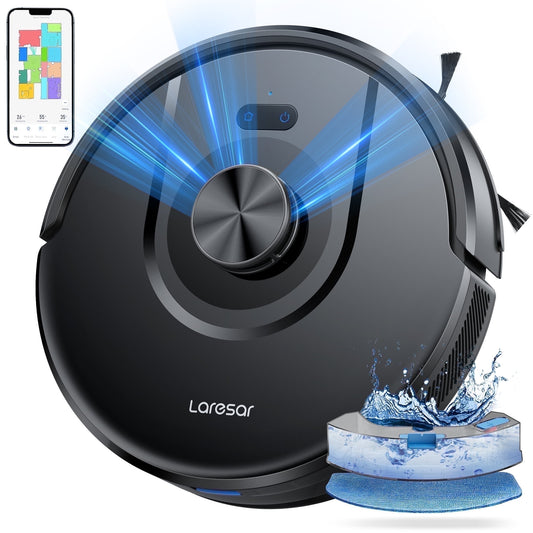 Laresar Robot Vacuum Mop Combo 180Mins 5000Pa Strong Suction Cleaner LIDAR Navigation Auto Carpet Boost, with App Alexa Control for Home Pet Hair Carpets Hard Floor