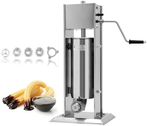 Latin Churro Machine, 5L/1.32gal Stainless Steel Commercial Spanish Churro Maker with 4 Nozzles for Business or Home Use