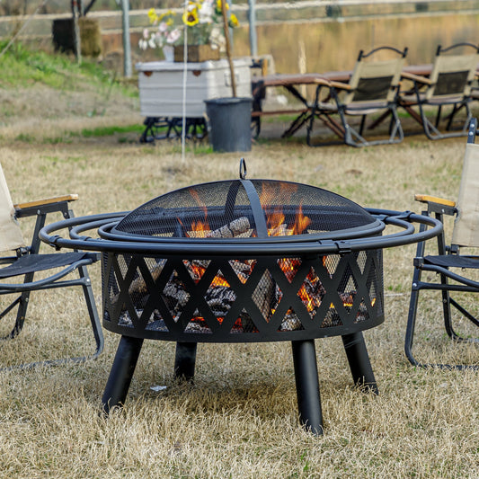 MistMo 36 inch Metal Wood Burning Fire Pit for Bonfire Outdoor Patio