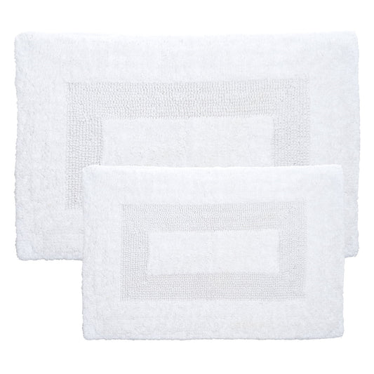 Somerset Home 2-Piece Machine Washable Cotton Bathroom Mat Set (White)