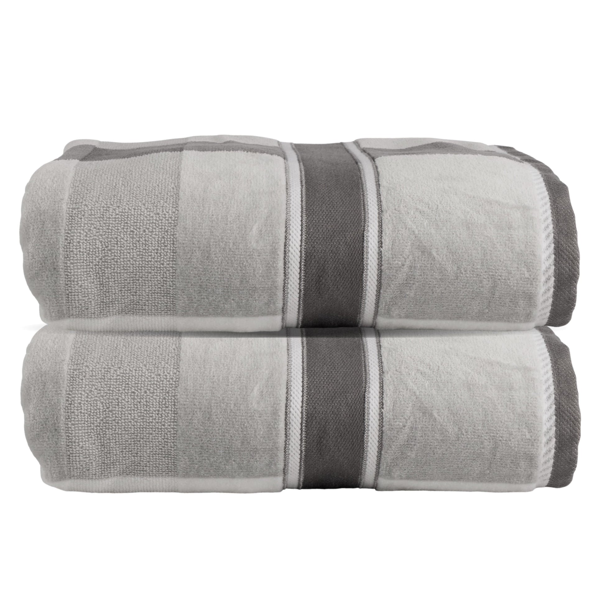 Lavish Home 2PC Cotton Towel Set - 35x70in Extra Large Bath Towels (Gray)