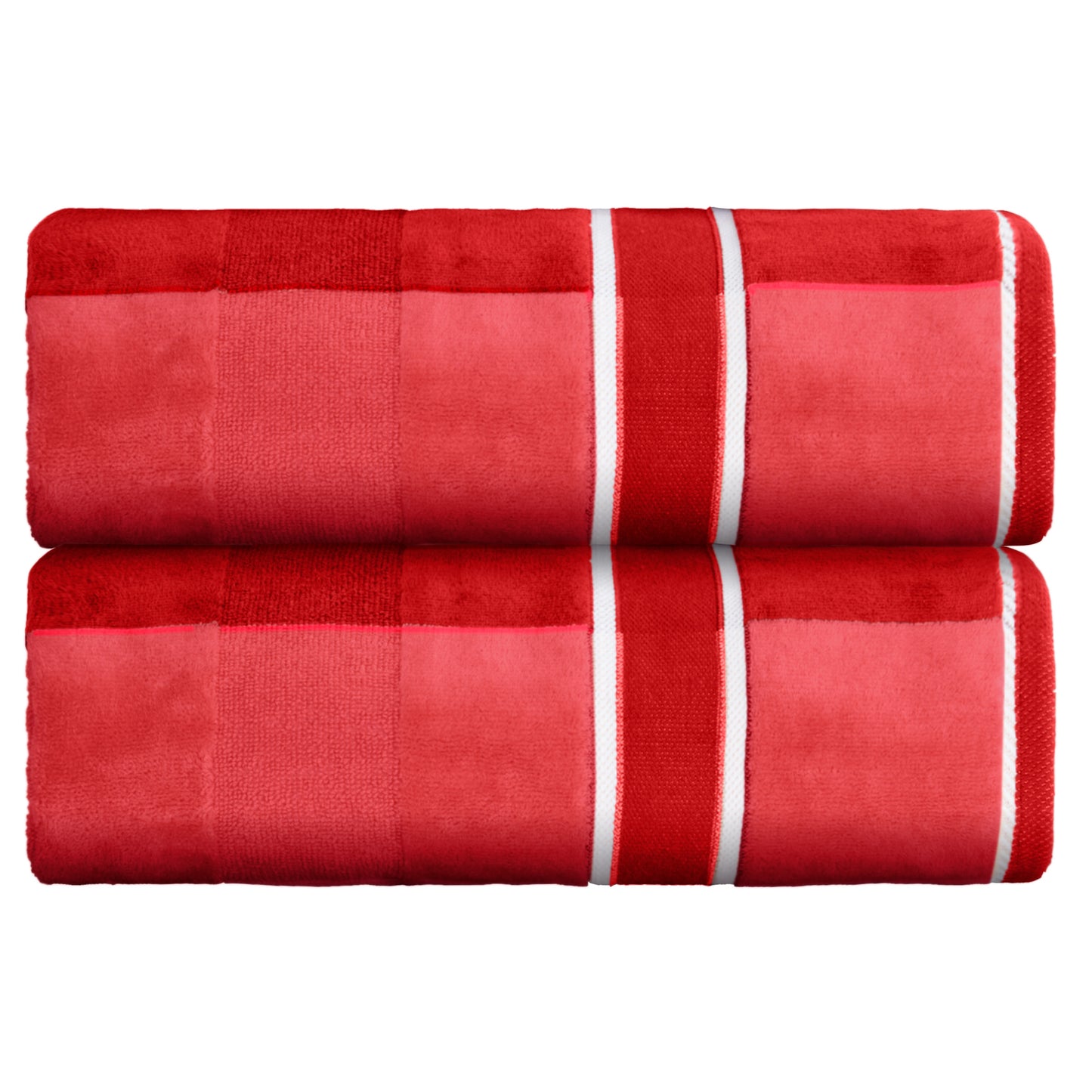 Lavish Home 2PC Cotton Towel Set - 35x70in Extra Large Bath Towels (Red)