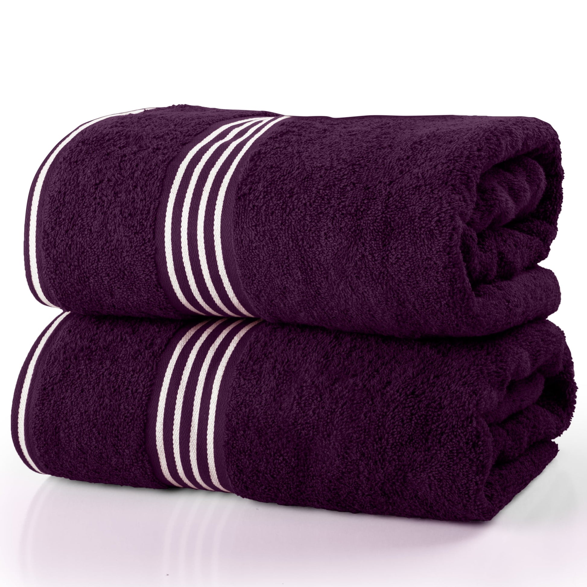 Lavish Home 35x70in Bath Towels - 2PC Quick Dry Cotton Towel Set (Purple)