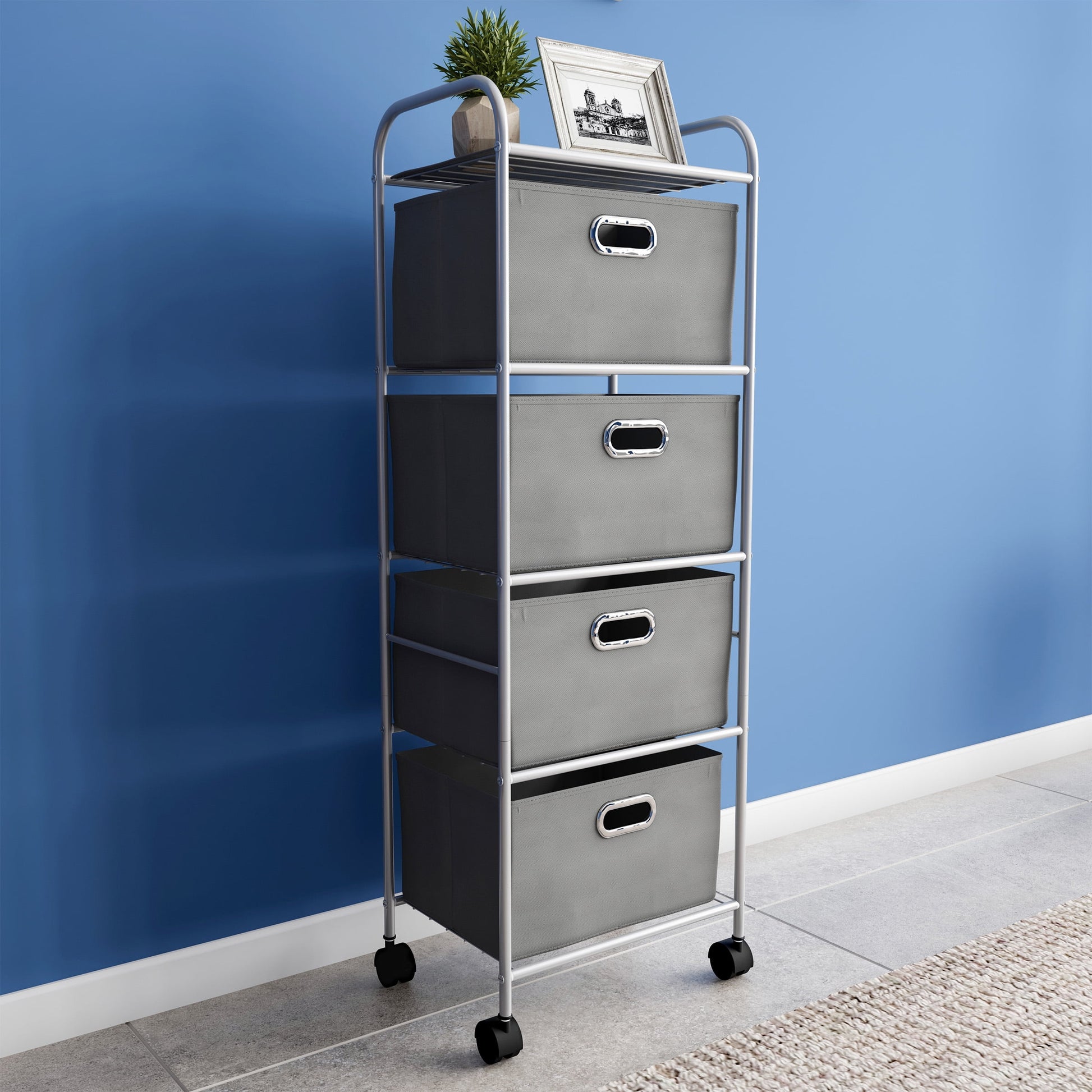 3 Drawer Rolling Storage Cart on Wheelsâ€“ Portable Storage Organizer with Fabric Bins by Lavish Home